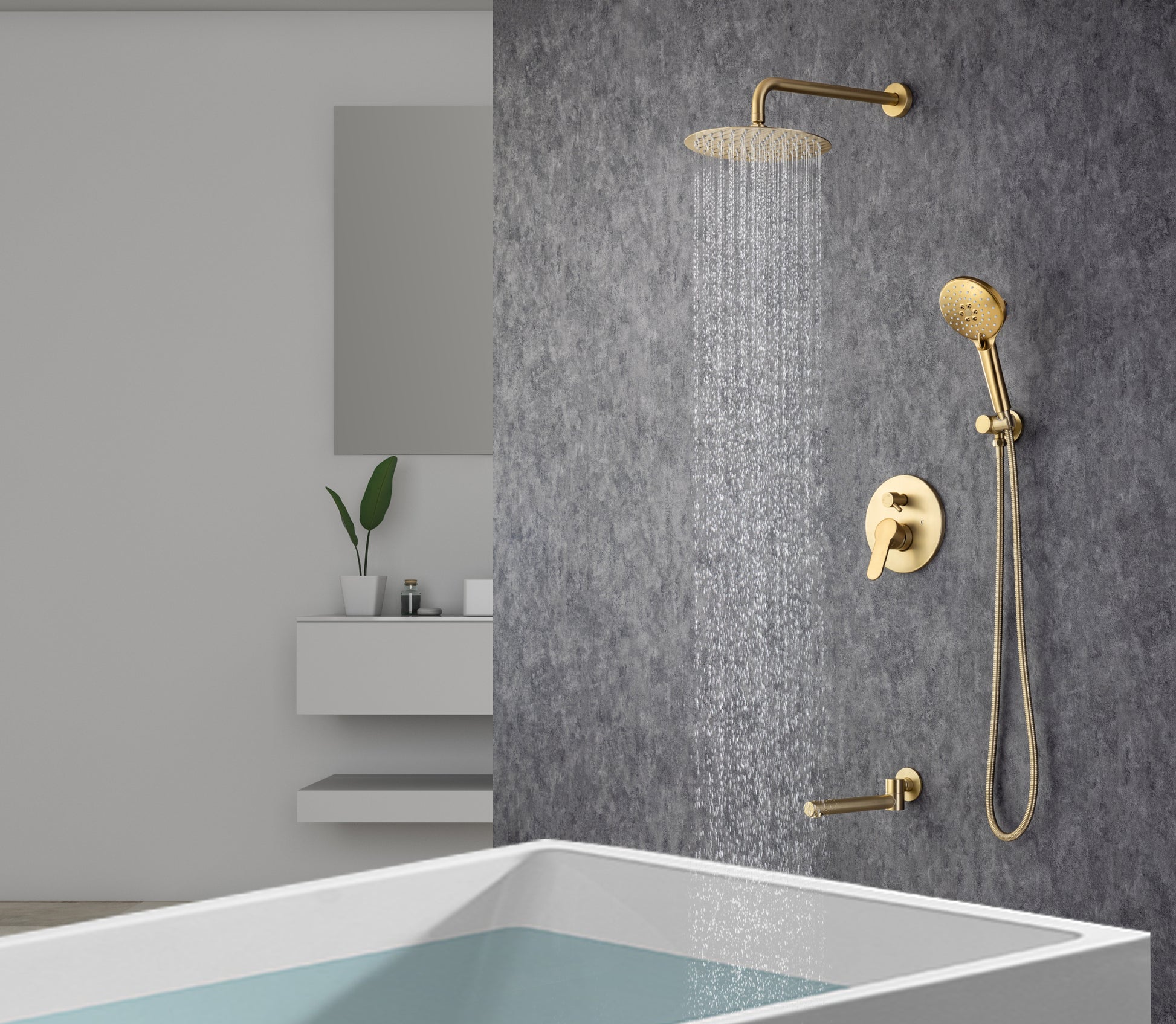 Tub Shower Faucets Sets Complete Bathtub Faucet Set golden-brass