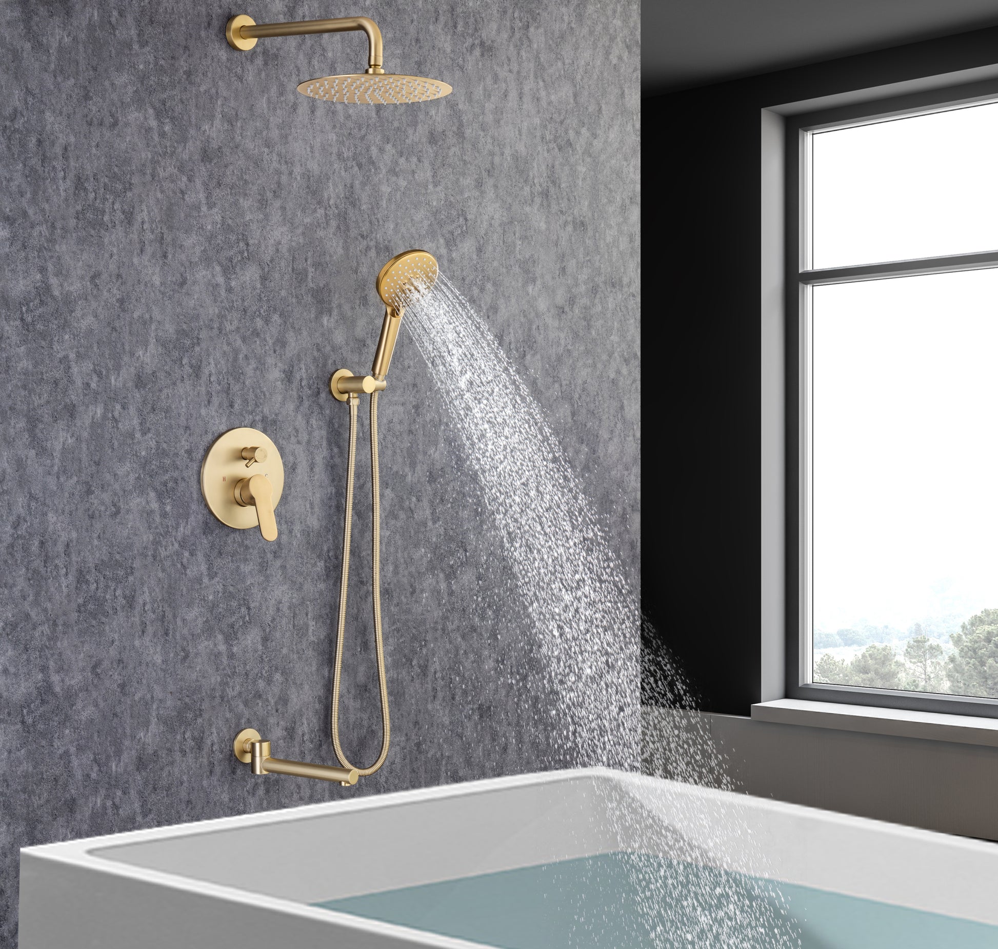 Tub Shower Faucets Sets Complete Bathtub Faucet Set golden-brass