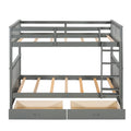 Twin Over Twin Bunk Bed With Ladders And Two Storage Drawers Gray Lt000265Aae Gray Solid Wood