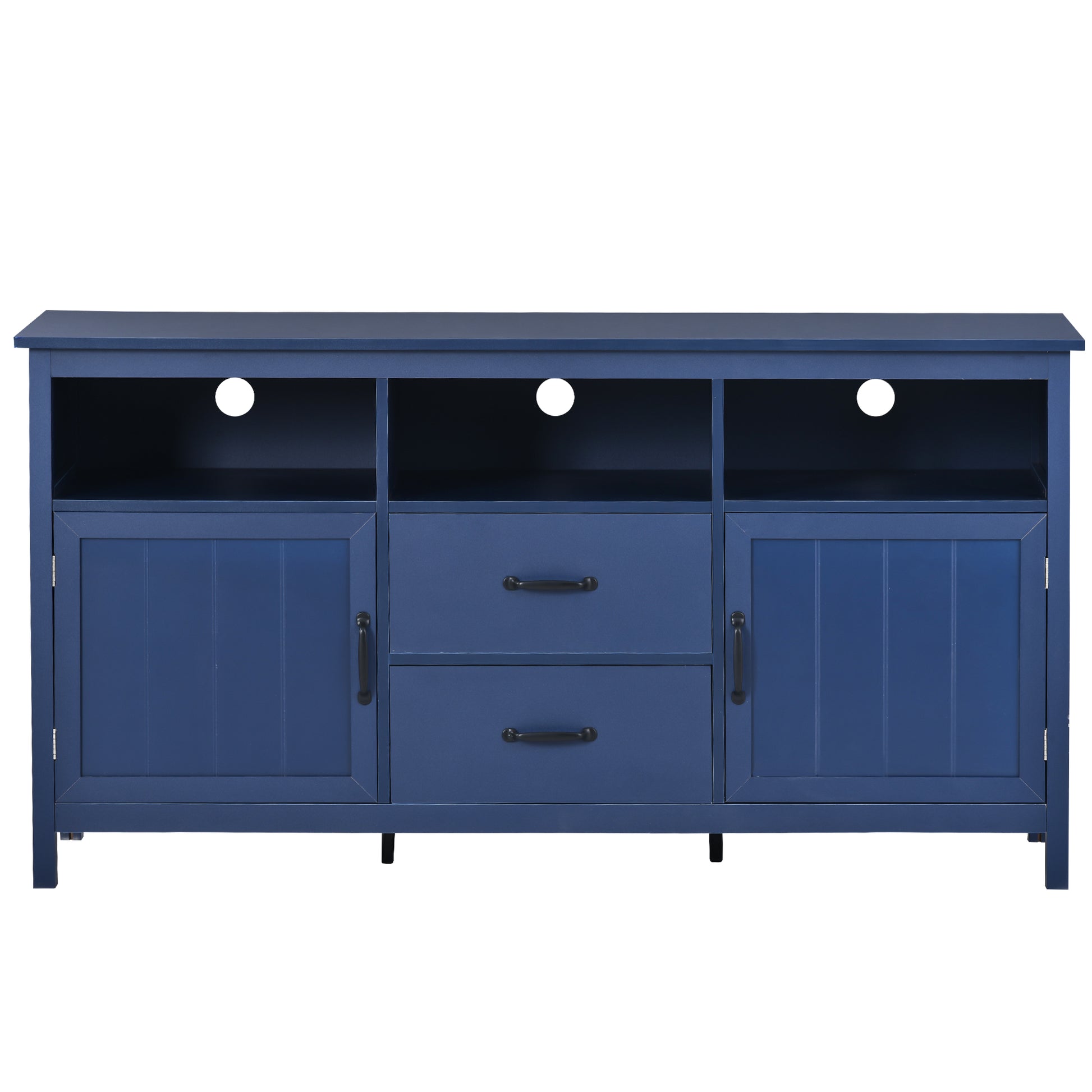 Tv Stand For Tv Up To 68 In With 2 Doors And 2 Drawers Open Style Cabinet, Sideboard For Living Room, Navy Navy Mdf