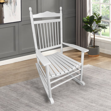 Balcony Porch Adult Rocking Chair White White Solid Wood