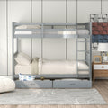 Twin Over Twin Bunk Bed With Ladders And Two Storage Drawers Gray Lt000265Aae Gray Solid Wood