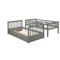 Twin Over Twin Bunk Bed With Ladders And Two Storage Drawers Gray Lt000265Aae Gray Solid Wood