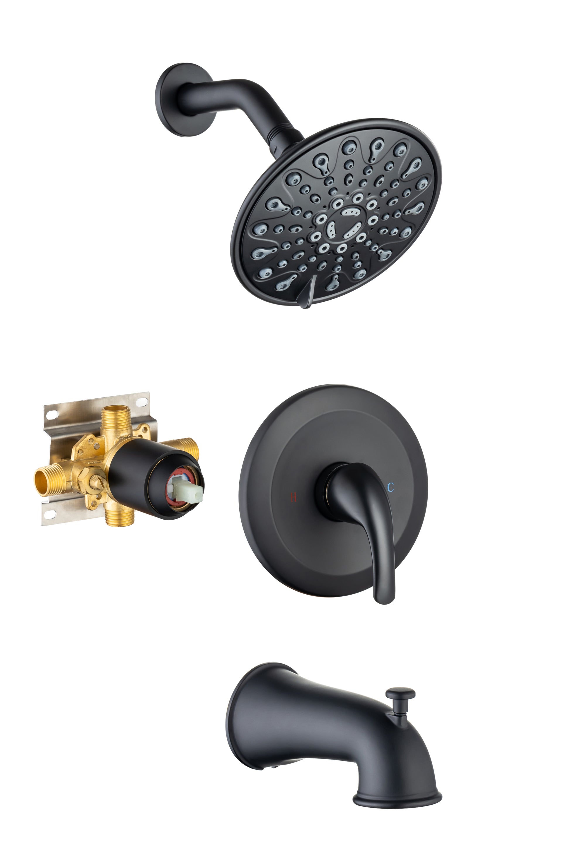 6 In. Detachable Handheld Shower Head Shower Faucet black-brass