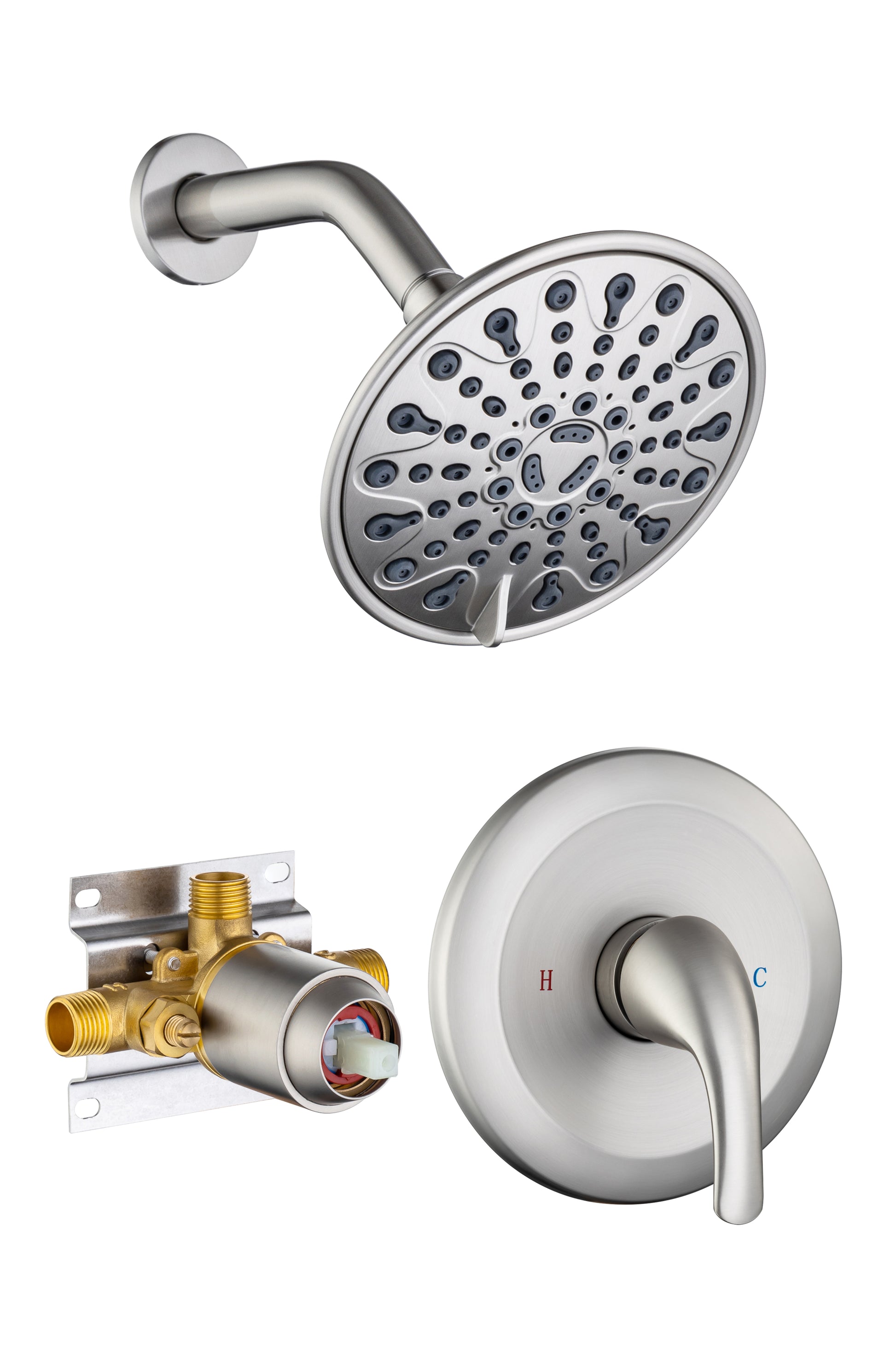 6 In. 6 Spray Balancing Shower Head Shower Faucet brushed nickel-brass