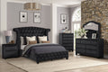 Sophia Modern Style Crystal Tufted Upholstery 7 Drawer Dresser Finished With Velvet Fabric Made With Wood In Black Black Bedroom Contemporary,Modern Upholstered Wood