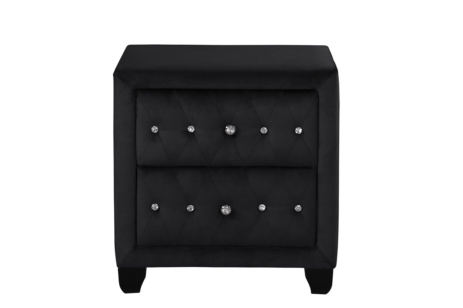 Modern Style Night Stand Made With Wood In Black Black 2 Drawers Bedside Cabinet Bedroom Contemporary,Modern Drawers Black Solid Wood Mdf Wood