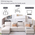 3 Pieces U Shaped Sofa With Removable Ottomans Beige Foam Polyester 6 Seat