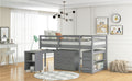 Low Study Twin Loft Bed With Cabinet And Rolling Portable Desk Gray Old Sku :Lp000113Aae Gray Solid Wood