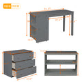 Low Study Twin Loft Bed With Cabinet And Rolling Portable Desk Gray Old Sku :Lp000113Aae Gray Solid Wood