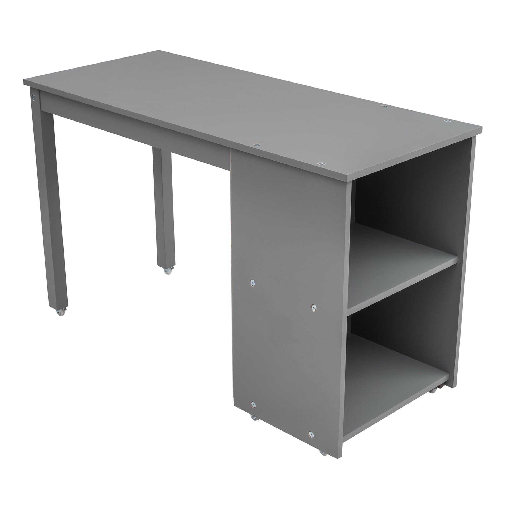 Low Study Twin Loft Bed With Cabinet And Rolling Portable Desk Gray Old Sku :Lp000113Aae Gray Solid Wood