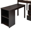 Low Study Twin Loft Bed With Cabinet And Rolling Portable Desk Espresso Old Sku :Lp000113Aap Espresso Solid Wood