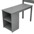 Low Study Twin Loft Bed With Cabinet And Rolling Portable Desk Gray Old Sku :Lp000113Aae Gray Solid Wood