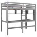 Twin Size Loft Bed With Convenient Desk, Shelves, And Ladder, White Similar Sku:Sm001302Aae Box Spring Not Required Gray Wood Bedroom Pine