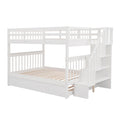 Stairway Full Over Full Bunk Bed With Twin Size Trundle, Storage And Guard Rail For Bedroom, Dorm White Old Sku :Lp001210Aak White Solid Wood