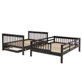 Stairway Full Over Full Bunk Bed With Twin Size Trundle, Storage And Guard Rail For Bedroom, Dorm Espresso Old Sku :Lp001210Aap Espresso Solid Wood