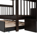 Stairway Full Over Full Bunk Bed With Twin Size Trundle, Storage And Guard Rail For Bedroom, Dorm Espresso Old Sku :Lp001210Aap Espresso Solid Wood