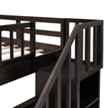 Stairway Full Over Full Bunk Bed With Twin Size Trundle, Storage And Guard Rail For Bedroom, Dorm Espresso Old Sku :Lp001210Aap Espresso Solid Wood