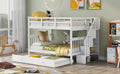 Stairway Full Over Full Bunk Bed With Twin Size Trundle, Storage And Guard Rail For Bedroom, Dorm White Old Sku :Lp001210Aak White Solid Wood