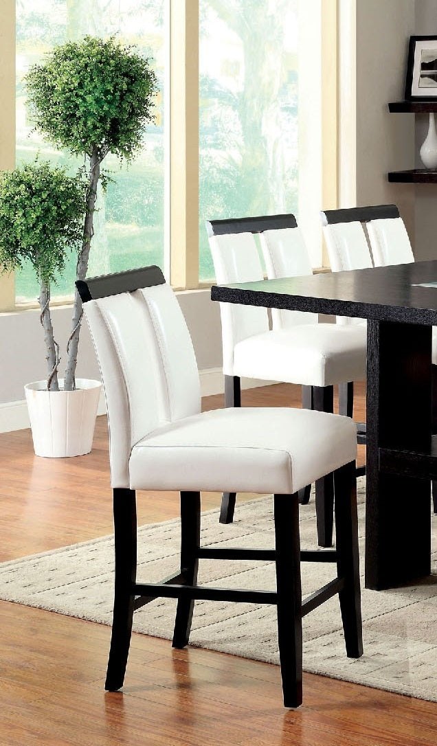 Set Of 2 Chairs Black And Whitebeautiful Padded Counter Height Chairs Slit Back Design Kitchen Dining Room Furniture White Dining Room Contemporary,Modern Dining Chairs Rubberwood Solid Wood