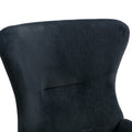 Velvet Fabric Padded Seat Rocking Chair With High Backrest And Armrests Black Foam Upholstered