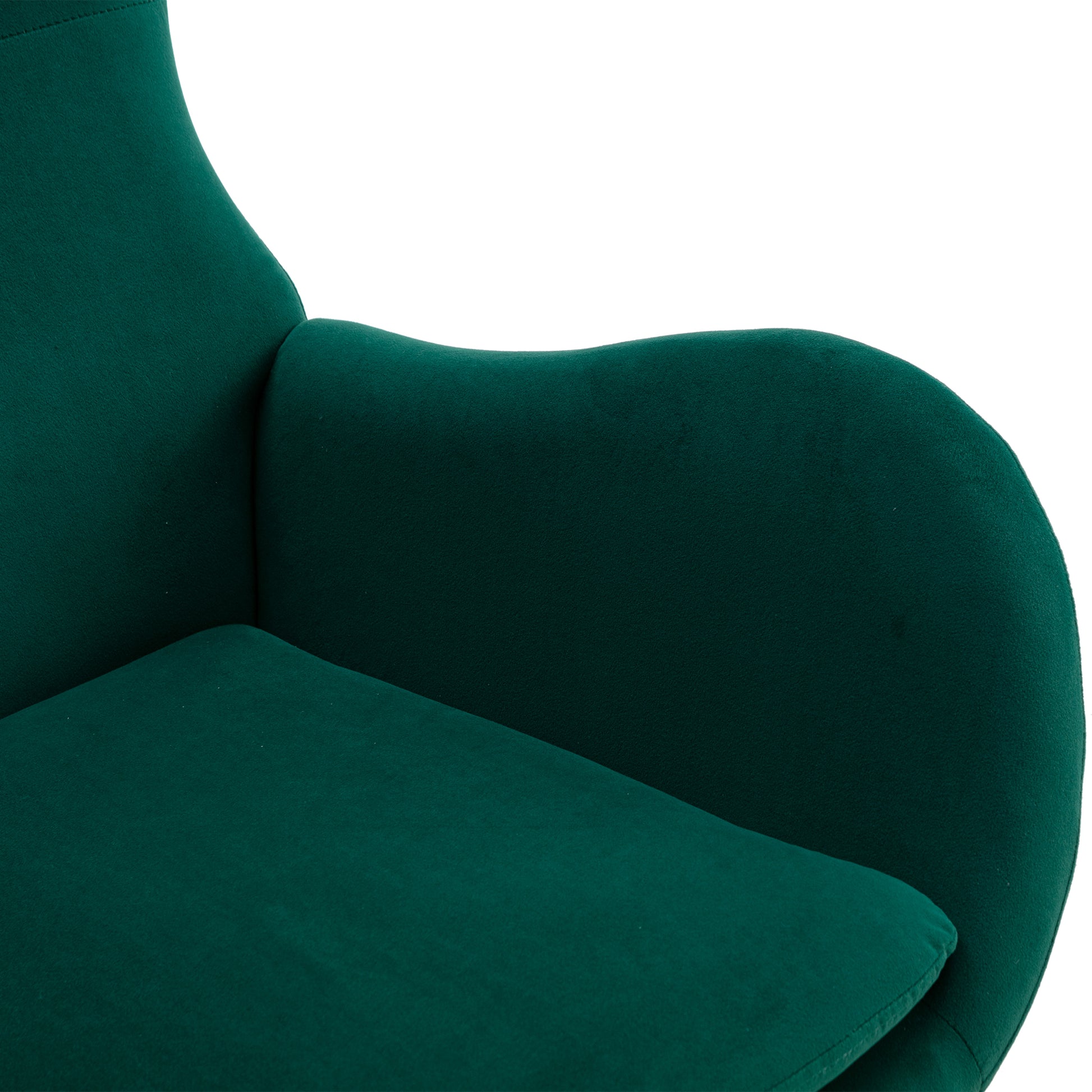 Velvet Fabric Padded Seat Rocking Chair With High Backrest And Armrests Green Foam Upholstered