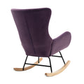 Velvet Fabric Padded Seat Rocking Chair With High Backrest And Armrests Purple Foam Upholstered
