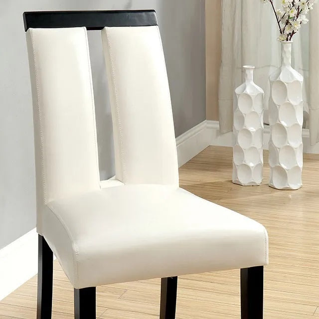 Set Of 2 Chairs Black And Whitebeautiful Padded Side Chairs Slit Back Design Kitchen Dining Room Furniture White Dining Room Contemporary,Modern Dining Chairs Rubberwood Solid Wood