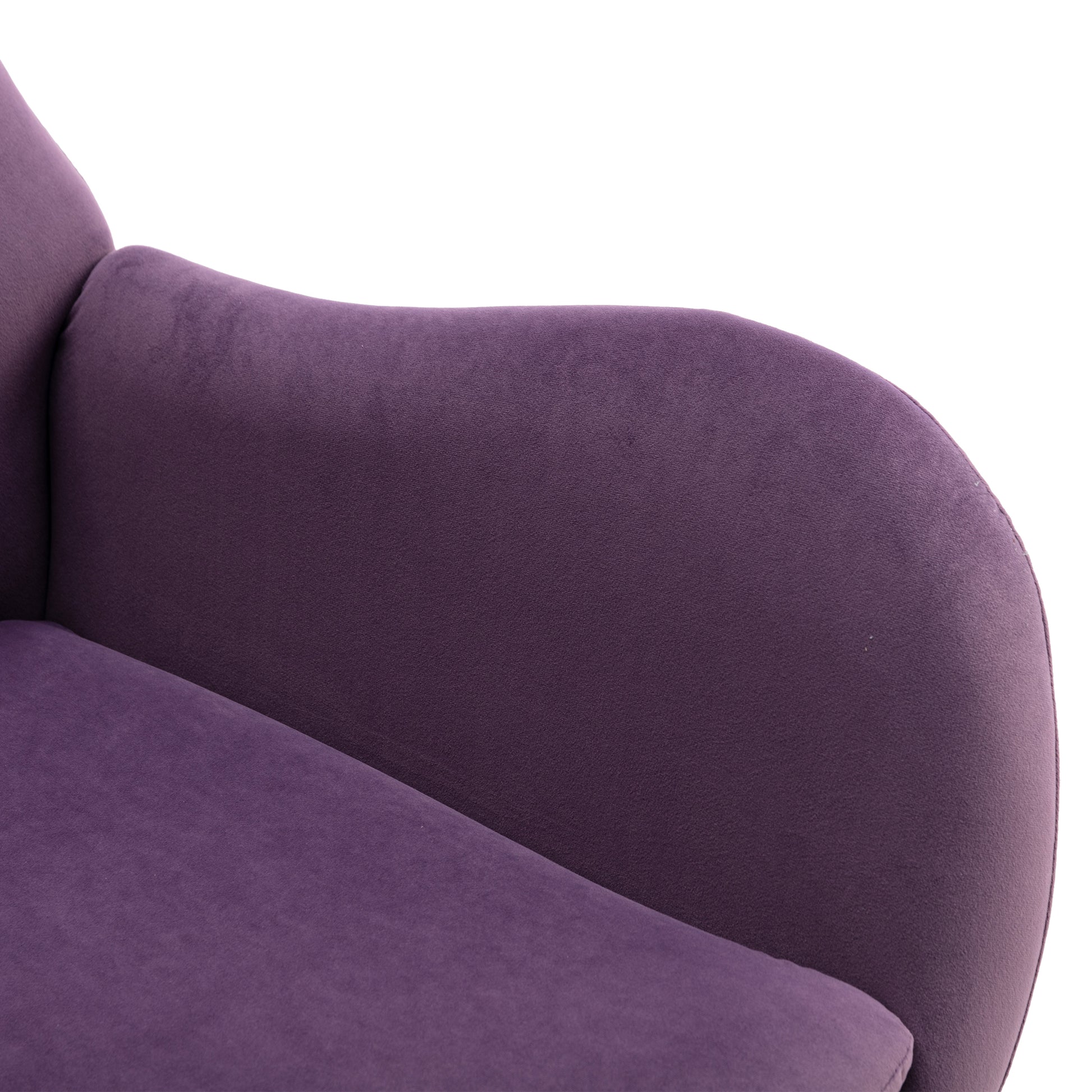Velvet Fabric Padded Seat Rocking Chair With High Backrest And Armrests Purple Foam Upholstered