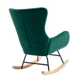 Velvet Fabric Padded Seat Rocking Chair With High Backrest And Armrests Green Foam Upholstered