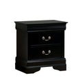 1Pc Nightstand Black Louis Philippe Solid Wood English Dovetail Construction Antique Nickle Hanging Pulls Black 2 Drawers Bedroom Bedside Cabinet Contemporary,Modern,Transitional Rubberwood Drawers Black Solid Wood