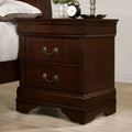 1Pc Nightstand Cherry Finish Louis Philippe Solid Wood English Dovetail Construction Antique Nickle Hanging Pulls Cherry Brown 2 Drawers Bedroom Bedside Cabinet Contemporary,Modern,Transitional Rubberwood Drawers Cherry Solid Wood