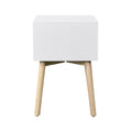 Zfztimber Side Table,Bedside Table With 2 Drawers And Rubber Wood Legs, Mid Century Modern Storage Cabinet For Bedroom Living Room, White White Mdf