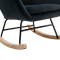 Velvet Fabric Padded Seat Rocking Chair With High Backrest And Armrests Black Foam Upholstered