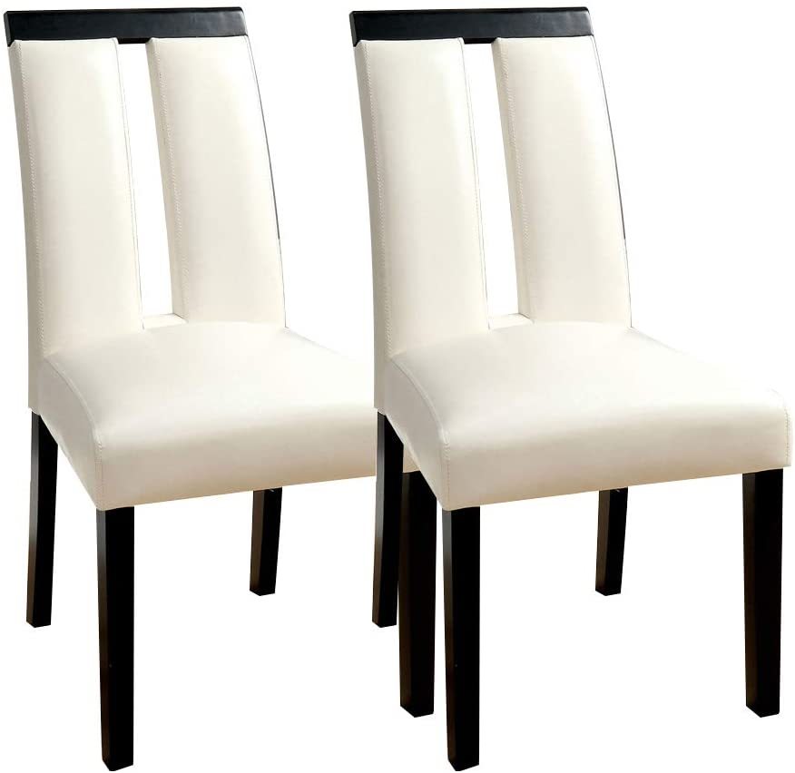 Set Of 2 Chairs Black And Whitebeautiful Padded Side Chairs Slit Back Design Kitchen Dining Room Furniture White Dining Room Contemporary,Modern Dining Chairs Rubberwood Solid Wood