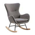 Velvet Fabric Padded Seat Rocking Chair With High Backrest And Armrests Dark Grey Foam Upholstered