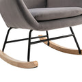 Velvet Fabric Padded Seat Rocking Chair With High Backrest And Armrests Dark Grey Foam Upholstered