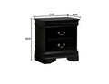 1Pc Nightstand Black Louis Philippe Solid Wood English Dovetail Construction Antique Nickle Hanging Pulls Black 2 Drawers Bedroom Bedside Cabinet Contemporary,Modern,Transitional Rubberwood Drawers Black Solid Wood