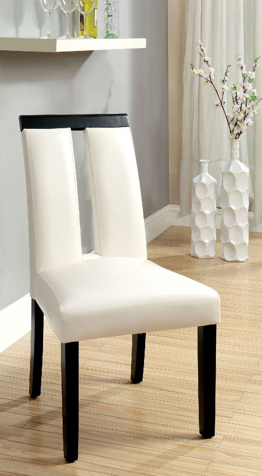 Set Of 2 Chairs Black And Whitebeautiful Padded Side Chairs Slit Back Design Kitchen Dining Room Furniture White Dining Room Contemporary,Modern Dining Chairs Rubberwood Solid Wood