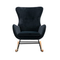 Velvet Fabric Padded Seat Rocking Chair With High Backrest And Armrests Black Foam Upholstered