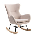 Velvet Fabric Padded Seat Rocking Chair With High Backrest And Armrests Beige Foam Upholstered