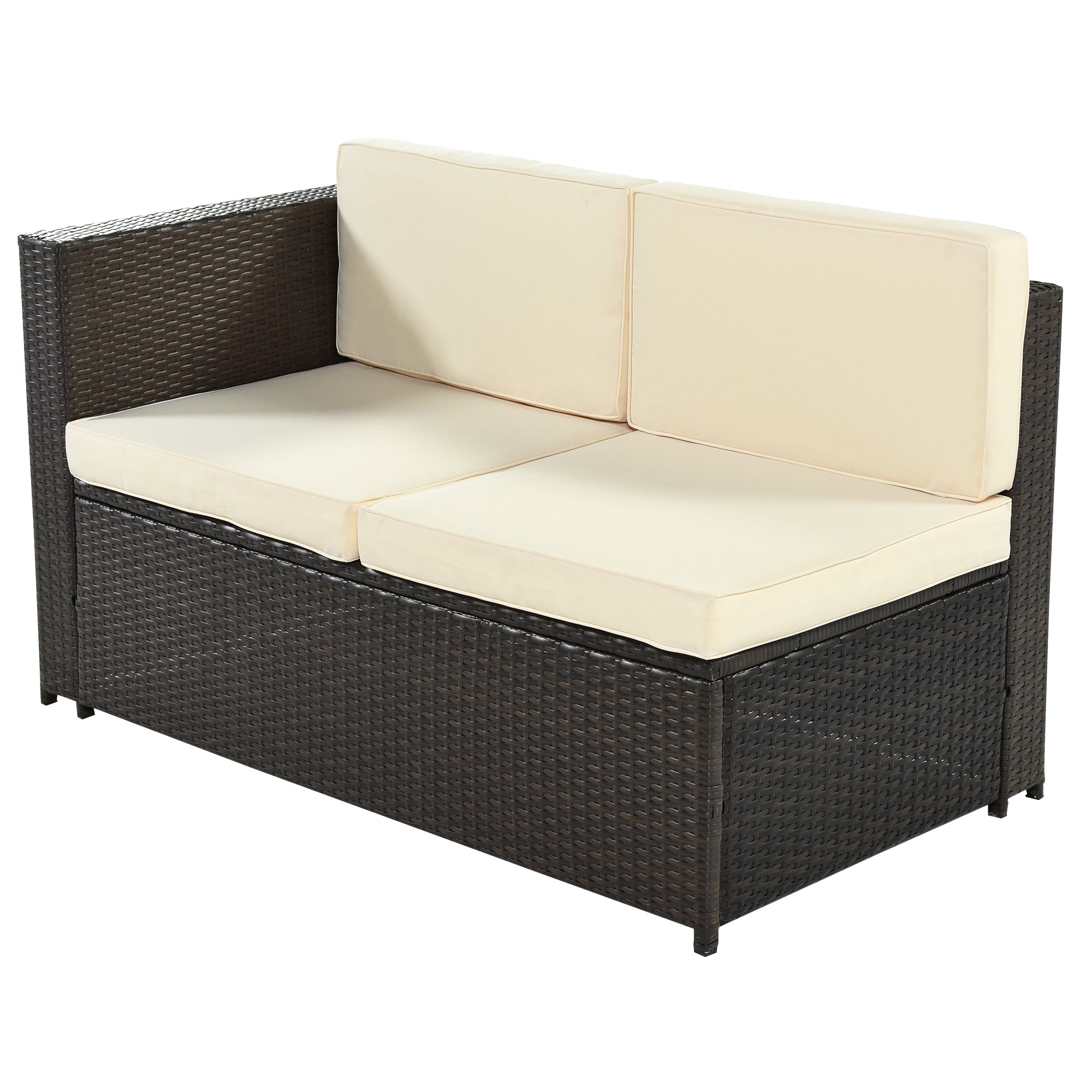 U Style 9 Piece Rattan Sectional Seating Group with beige-rattan