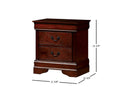 1Pc Nightstand Cherry Finish Louis Philippe Solid Wood English Dovetail Construction Antique Nickle Hanging Pulls Cherry Brown 2 Drawers Bedroom Bedside Cabinet Contemporary,Modern,Transitional Rubberwood Drawers Cherry Solid Wood