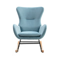 Velvet Fabric Padded Seat Rocking Chair With High Backrest And Armrests Light Blue Foam Upholstered