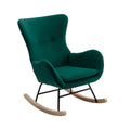 Velvet Fabric Padded Seat Rocking Chair With High Backrest And Armrests Green Foam Upholstered