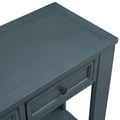 Console Table Sofa Table With Storage Drawers And Bottom Shelf For Entryway Hallway Navy Navy Solid Wood