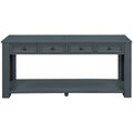 Console Table Sofa Table With Storage Drawers And Bottom Shelf For Entryway Hallway Navy Navy Solid Wood