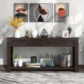 Console Table Sofa Table With Storage Drawers And Bottom Shelf For Entryway Hallway Espresso Espresso Solid Wood