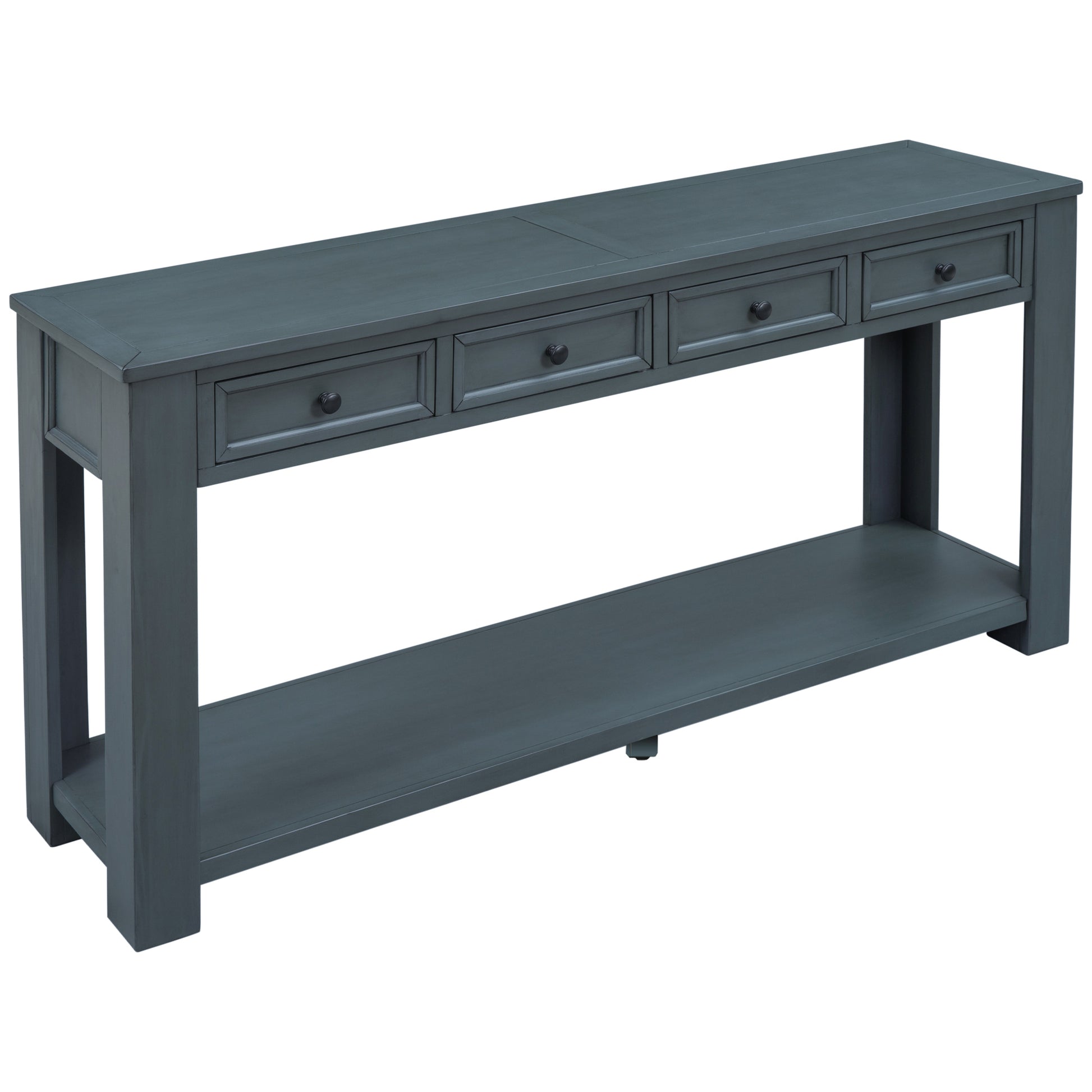 Console Table Sofa Table With Storage Drawers And Bottom Shelf For Entryway Hallway Navy Navy Solid Wood