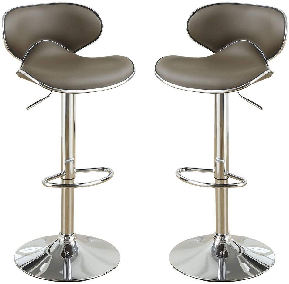 Espresso Faux Leather PVC Bar Stool Counter Height espresso-dining room-modern-metal